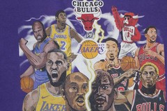Vintage Lakers vs Bulls NBA T Shirt Hanes Beefy-T M Purple Kobe Jordan Shaq