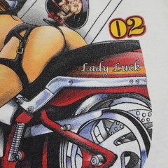 Vintage Laughlin Babe Pinup Sexy Tank Top Mens L White Biker Rally T Shirt Tee
