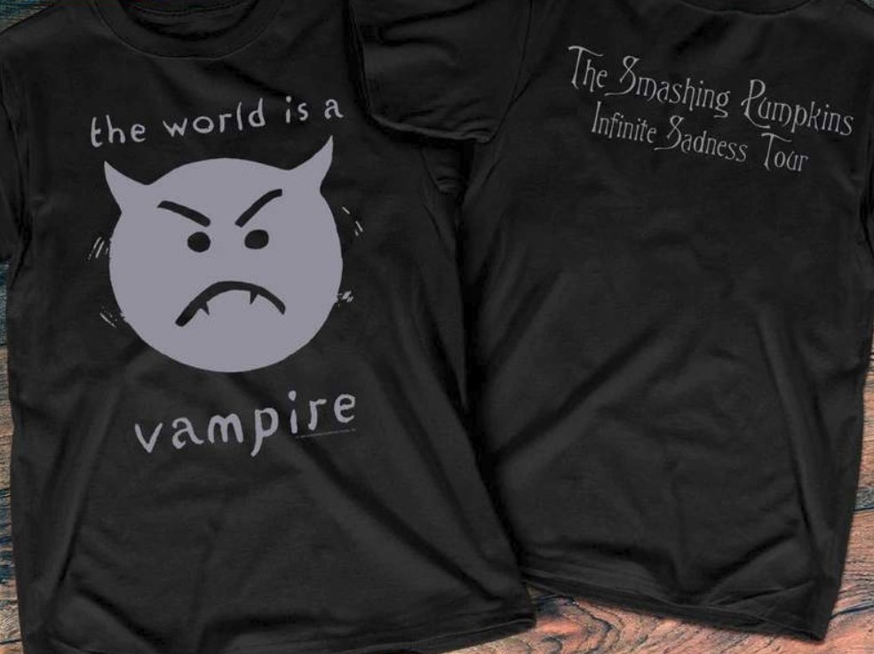 Smashing Pumpkins World Is A Vampire Cotton Black Unisex 2 Sided Shirt
