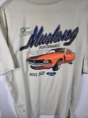 Ford Mustang T-Shirt Mens Size XL White Orange Boss 302 Car Tee Shirt
