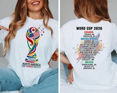 World Cup 2026 Host Cities Double Sided T-Shirt USA Canada Mexico Tee