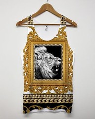 Lion Gold Frame All Over Print Vest Singlet Tank Top Men Urban Hip Hop Swag King