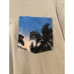 Free Planet Beige Short-Sleeve Tee with Blue Tropical Pocket Size M