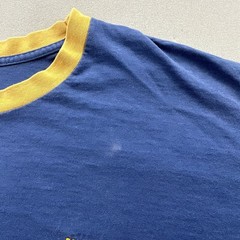 Vintage Nike T-Shirt Mens Medium Blue Yellow Swoosh Spell Out Long Sleeve y2k