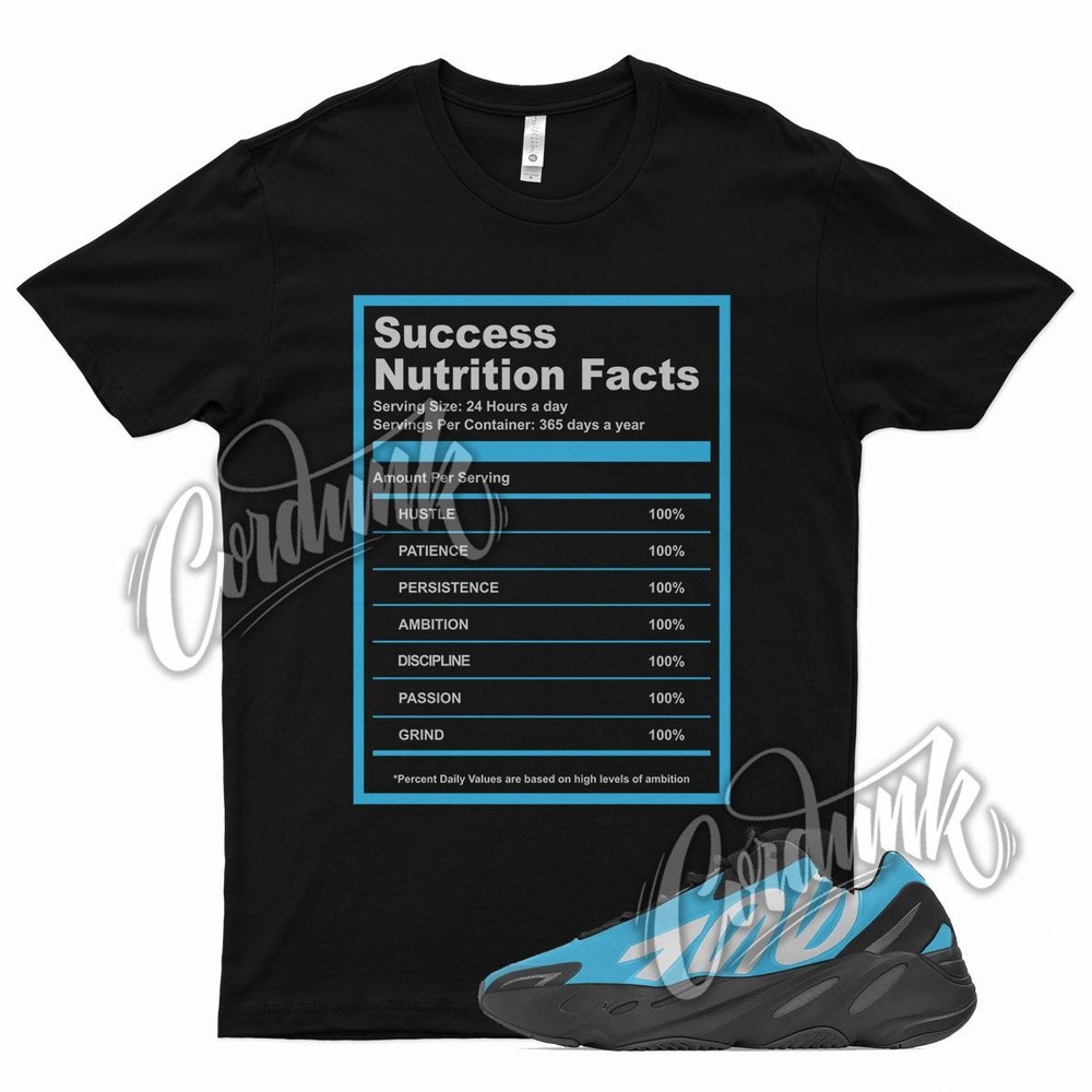 Black SUCCESS T Shirt for YZ 700 MNVN Bright Cyan Teal Blue Azareth Frozen