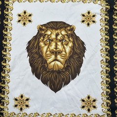 Damati Los Angeles Lion Shirt Mens Small White Gold Black Polyester Viscose