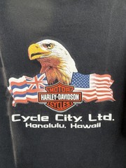 Harley Davidson Men Short Slv Tee Shirt Black Eagle Honolulu Hawaii Pacific XL
