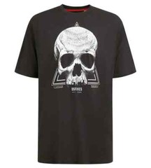 D555 Duke Tall Mens Skull Printed T-Shirt Black LT 1XLT 2XLT 3XLT (601706-T)