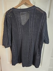 International Male M Sweater Black Cotton Cable Knit Archival Rare Y2K V-Neck