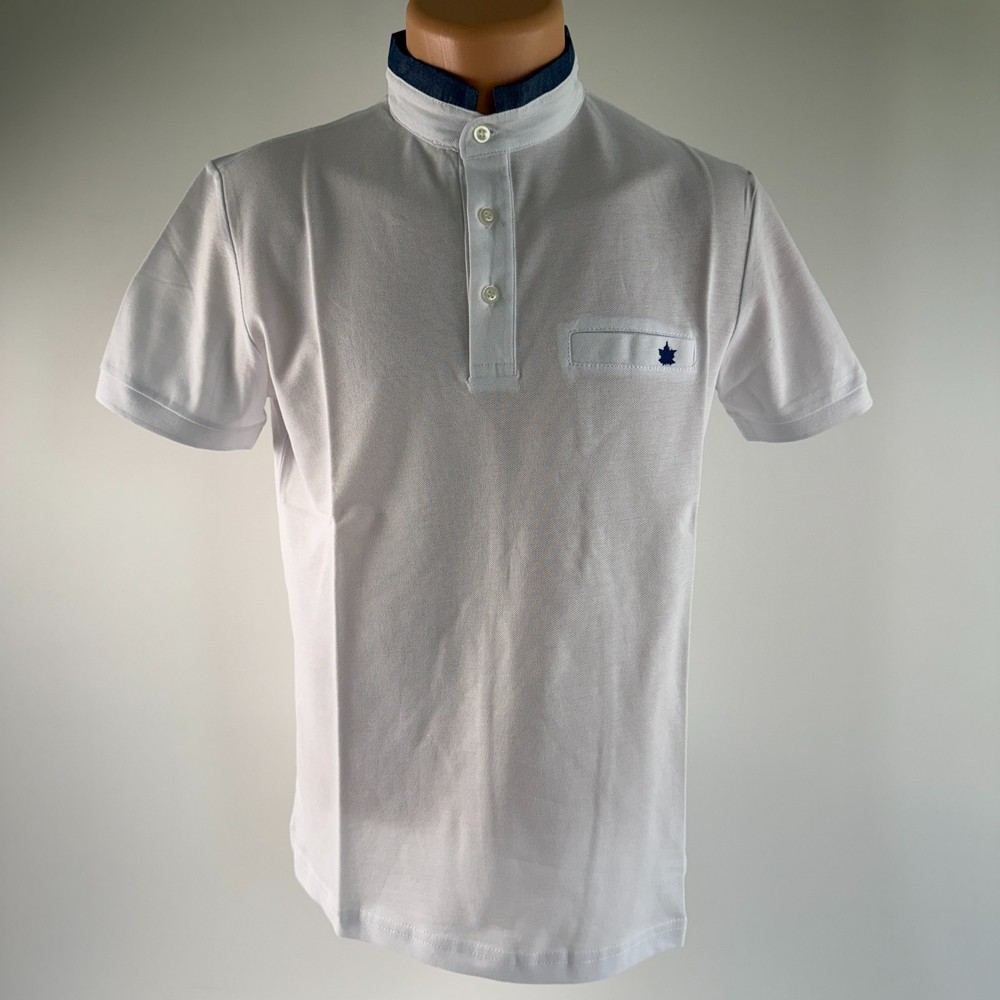 White by Nature Men 100% Cotton Short Sleeve High Neck T-Shirt White Size S NWT