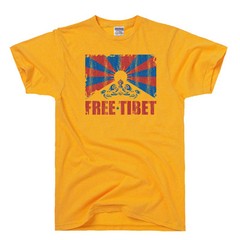 FREE TIBET T-shirt Buddhism flag Dalai Lama china world peace