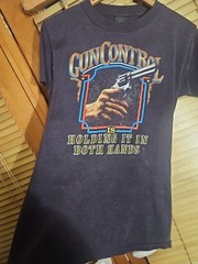 True Vintage 80s Rare 3D Emblem Just Brass Gun Control Biker Tee T Shirt Medium