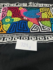 Costa Rica Arte Kuna Large Black Handmade Colorful Bird T-Shirt Creativecore