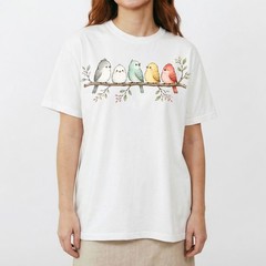 Watercolor Birds Branch T-Shirt Cute Bird Family Spring Tee