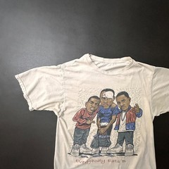 Everybody Eats B T Shirt Mens Small Ivory Grunge Distressed Jordan Style Hip Hop