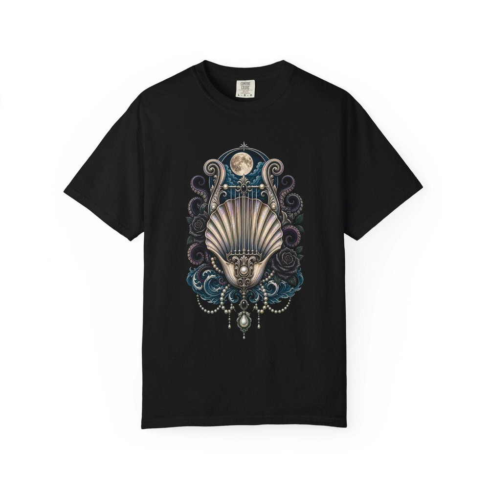 Gothic Beach Lyre Kraken Shell T-Shirt Graphic