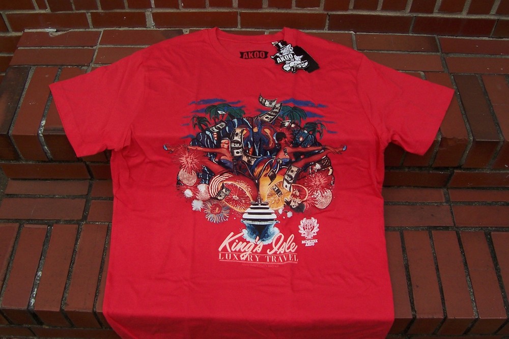 *NEW* Akoo YACHT KINGS ISLE SHOW GIRLS MONEY Cayenne Red Men’s T-Shirt XL/XLarge
