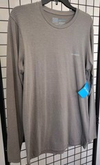 Columbia Shirt Men’s Size Medium Stretch Grey Striped Long Sleeve Crew Neck Top