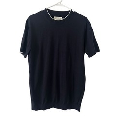 Collars & Co. Men’s Amalfi Luxe Tee Contrast White Trim Navy Blue M Medium New