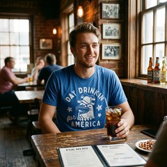 Mens Funny T Shirts Day Drinkin for America Sarcastic Fourth Of July Tee for Men