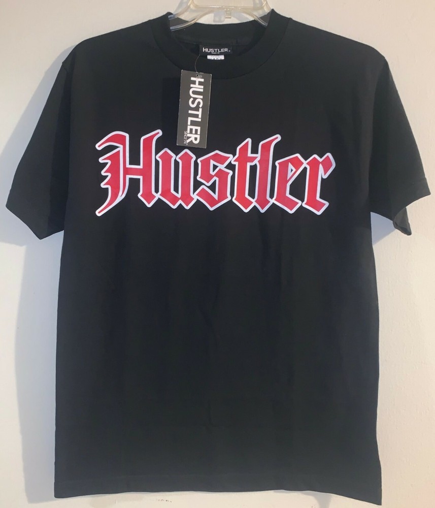 Hustler Logo Larry Flynt Felon Tee T-Shirt Black / Red Size Adult Men’s Medium M