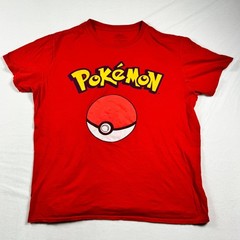 Pokemon Graphic T-Shirt Red Poke Ball Logo Cotton Mens Large Short Sleeve Tee