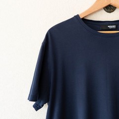 Murano Liquid Luxury Blue Boxy Top Large Soft Stretch Minimalist ShortSleeve Tee