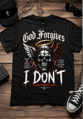 Mens Streetwear God Forgives I Dont Graphic Tee Shirt Pro Club Shakawear Skull