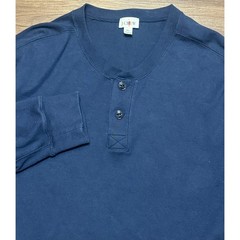 J Crew Oarsman Heritage Brushed Rib Knit Henley Base Layer Shirt Navy Sz XL