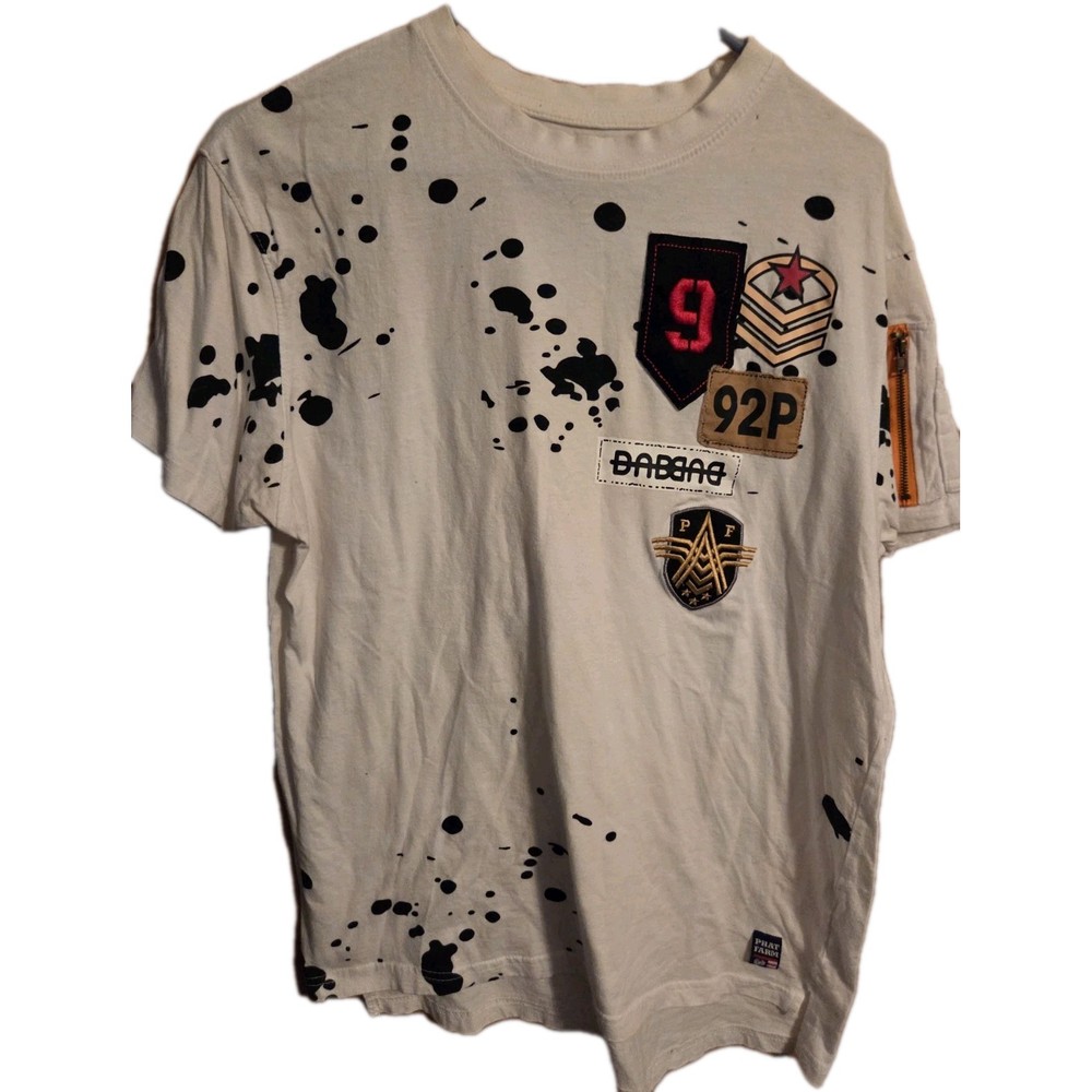 Y2k Phat Farm T Shirt With Zipper Sleeve. *stain On Back