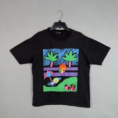 Vintage B.J. Design Concepts Shirt Mens Small Black Beach Doll 3D Graphic 90s