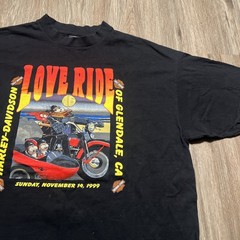 Vintage Harley-Davidson Love Ride 19 Glendale CA. T-shirt Men Size XXL 1999 Art