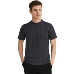 Men’s Jacquard Textured T-Shirt Short Sleeve Casual Tops Relaxed Fit Plain Tee