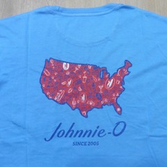 JOHNNIE O Mens M MEDIUM T SHIRT BREWS N VIEWS MALIBLU BLUE RED DALE 2.0 GOLF USA