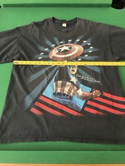 VTG Captain America Shirt Men XL Black Marvel Mad Engine Graphic Y2K Small Flaw
