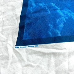 Discovery Channel 80s Vintage Logo White Cotton T-shirt Graphic Tee Medium
