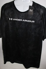 UNDER ARMOUR BLACK LOOSE FIT CAMO PERFORMANCE S/S T-SHIRT SZ: LT NWT