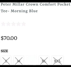 NEW PETER MILLAR, MEN’S MEDIUM, CROWN COMFORT BLUE POCKET👕T-SHIRT, MSRP $65.00!