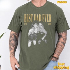 Custom Dad Photo Shirt Personalized Kids Picture Tee Fathers Day Gift