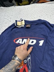 Vintage Men’s NWT AND-1 Trash Task Graphic Print Shirt 90s XL USA Made Blue