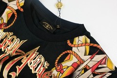 Christian Audigier Rhinestone Graphic T-Shirt Black Red Roses Wings Vintage NWT