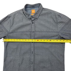 Hugo Boss Men’s Blue Textured Slim Fit L Long Sleeve Button-Up Shirt