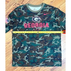 Nike Georgia Bulldogs Camo Long Sleeve Dri-FIT Shirt Mens Large USA Flag Patch