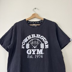 Vintage Y2k Powerhouse Gym Workout Black Tee Shirt – Large