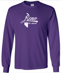 Reno Nevada State T-Shirt Long Sleeve Graphic Tee Unisex apparel Text logo