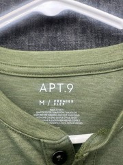 Apt. 9 Premier Flex Henley Shirt Mens Medium Green Classic Casual Short Sleeve