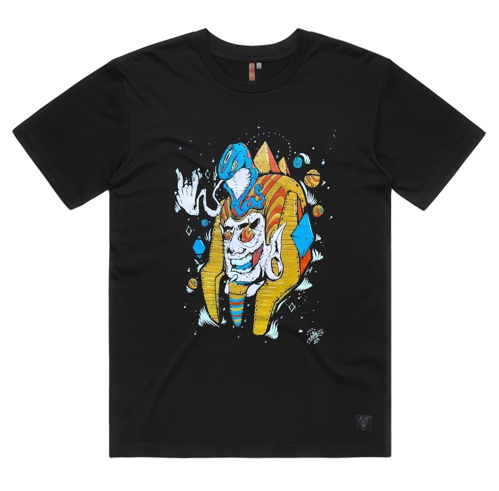 Pharaoh’s Cosmic Blaze Tee – Trippy Egypt Pyramid 420 | Limited Edition – Size S