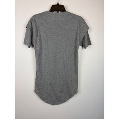 Kollar Shrug Tee Small Gray Streetwear Double Layer Shoulder Longline Curved Hem