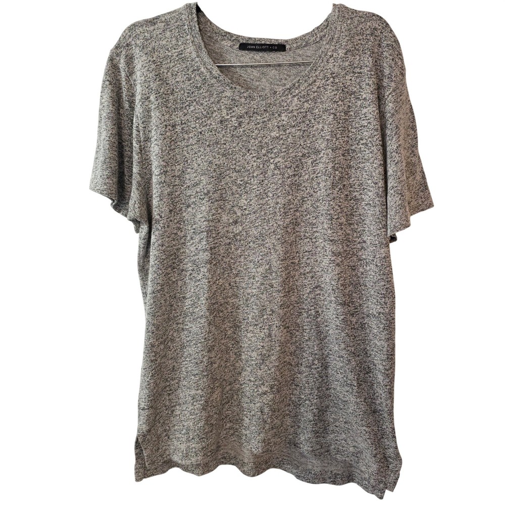 John Elliott + Co Mens Marled Grey Short Sleeve Shirt Size 5 Made in USA