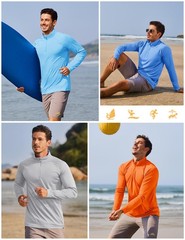 TACVASEN Sun Protection Shirts for Men Long Sleeve 1/4 Medium, #01blue Grey